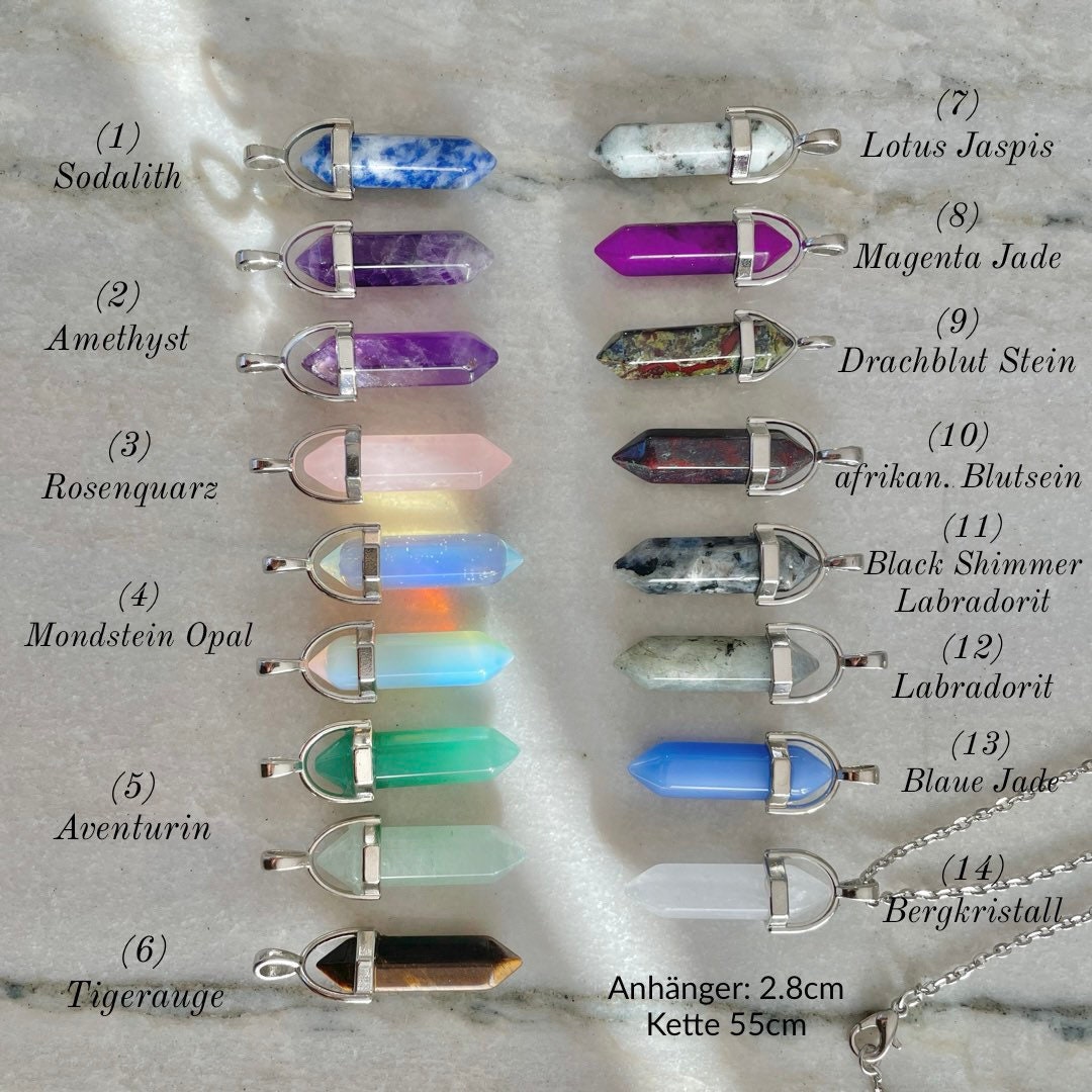 Kristall Rosenquarz Kette Mondstein Halbedelstein rosa rose Anhänger Pendulum silber quarz Amethyst Heilstein Stein Silber Edelstahl Healing