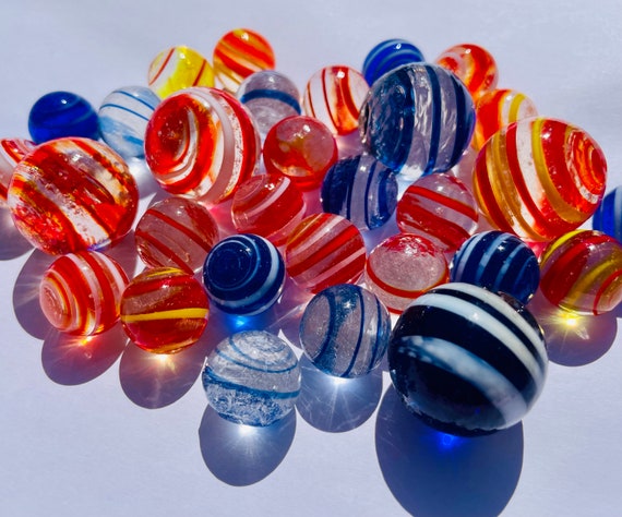 30 billes de verre soufflées à la main faites à la main bleu clair jeu de  marbre coloré boule de verre Montessori Waldorf maternelle enfants  éducatifs -  France