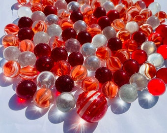 50/100 piezas canicas de 16 mm + canica grande soplada rojo naranja transparente juego canicas de vidrio Montessori niños hecho en Italia