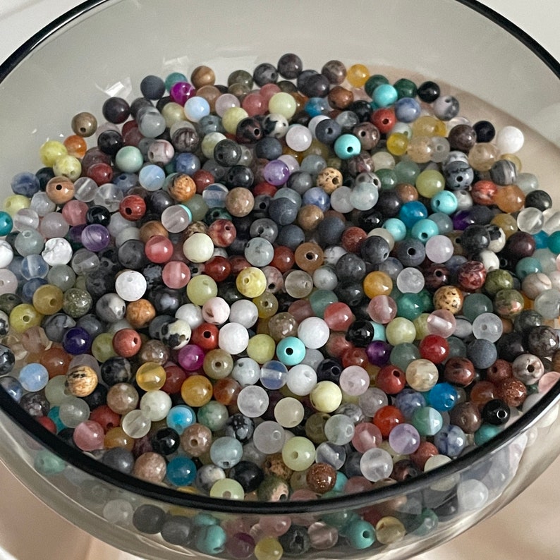 DIY 4 mm gemstone beads healing stones mix gemstone beads rose quartz tiger eye citrine amethyst obsidian rock crystal smoky quartz 50/100/200 image 3