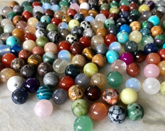 DIY 8mm 50/100/200 Edelstein Perlen Kristall bunter Mix Mischung Rosenquarz Tigerauge Bergkristall Obsidian Labradorit Mondstein Basteln