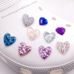 Bling Heart Shoe Charms | Heart Sparkle Shoe Charms