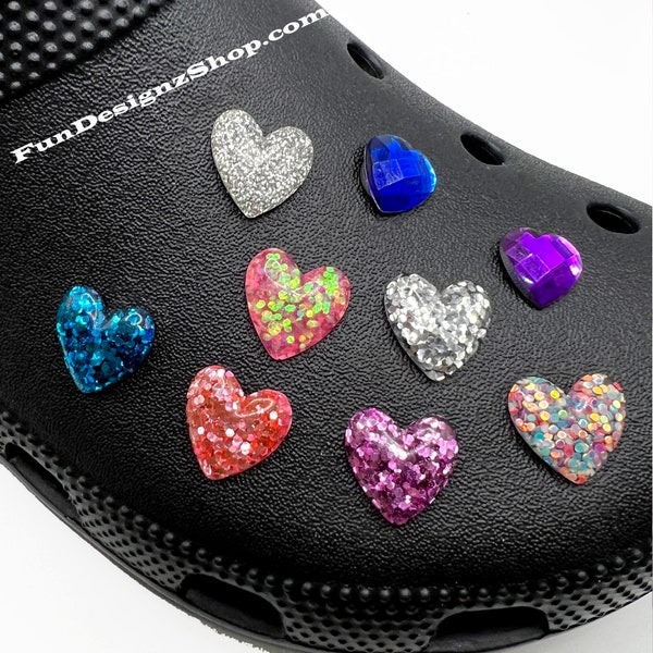 Bling Heart Shoe Charms | Heart Sparkle Shoe Charms