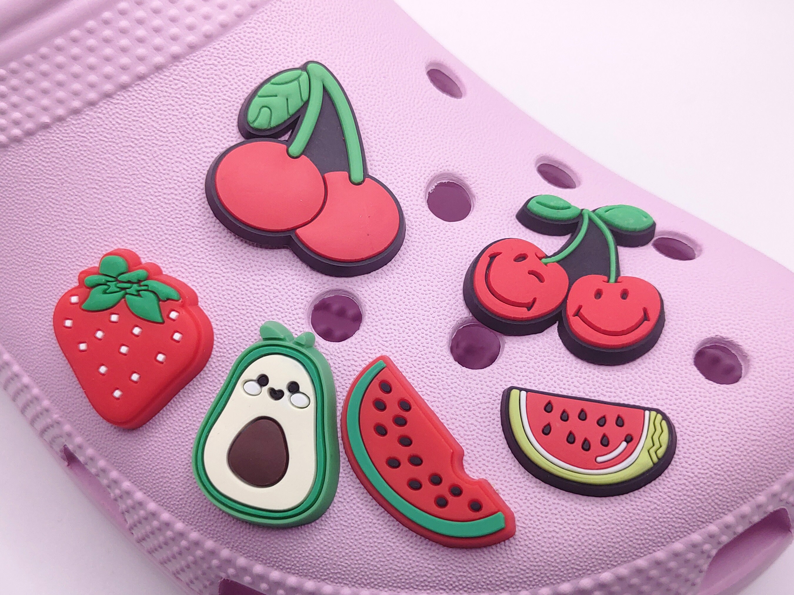 1-11PCS Resin Croc Charms Kawaii Flower Apple Tree Fruit Fries Rice Balls  Cactus Strawberry Tea Croc Jibz Buckle Fit Wristbands