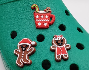 Gingerbread Boy Girl Christmas Shoe Charms | Holiday Shoe Charms