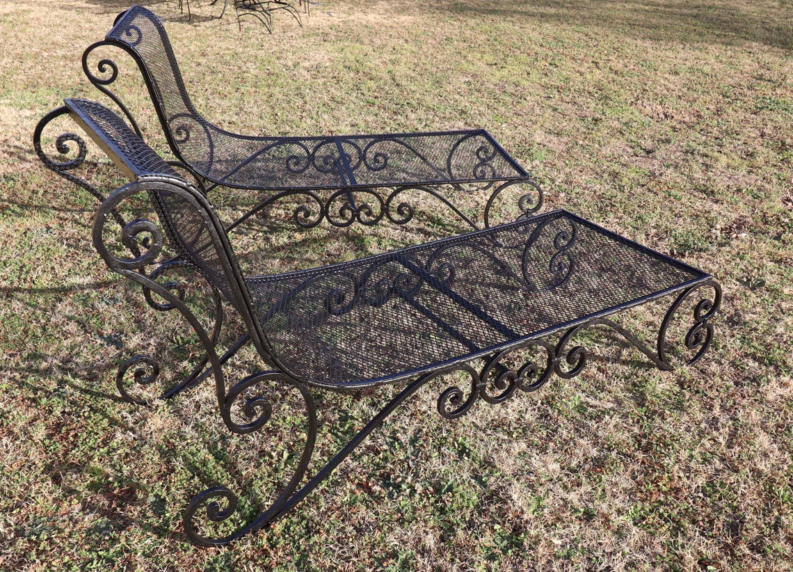 Antique Wrought Iron Chaise Loungers Etsy