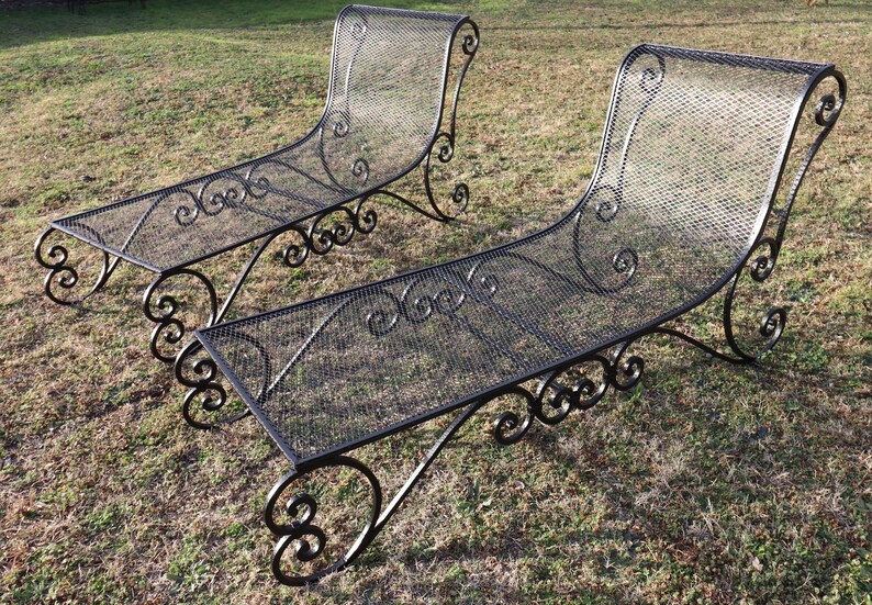 Antique Wrought Iron Chaise Loungers Etsy
