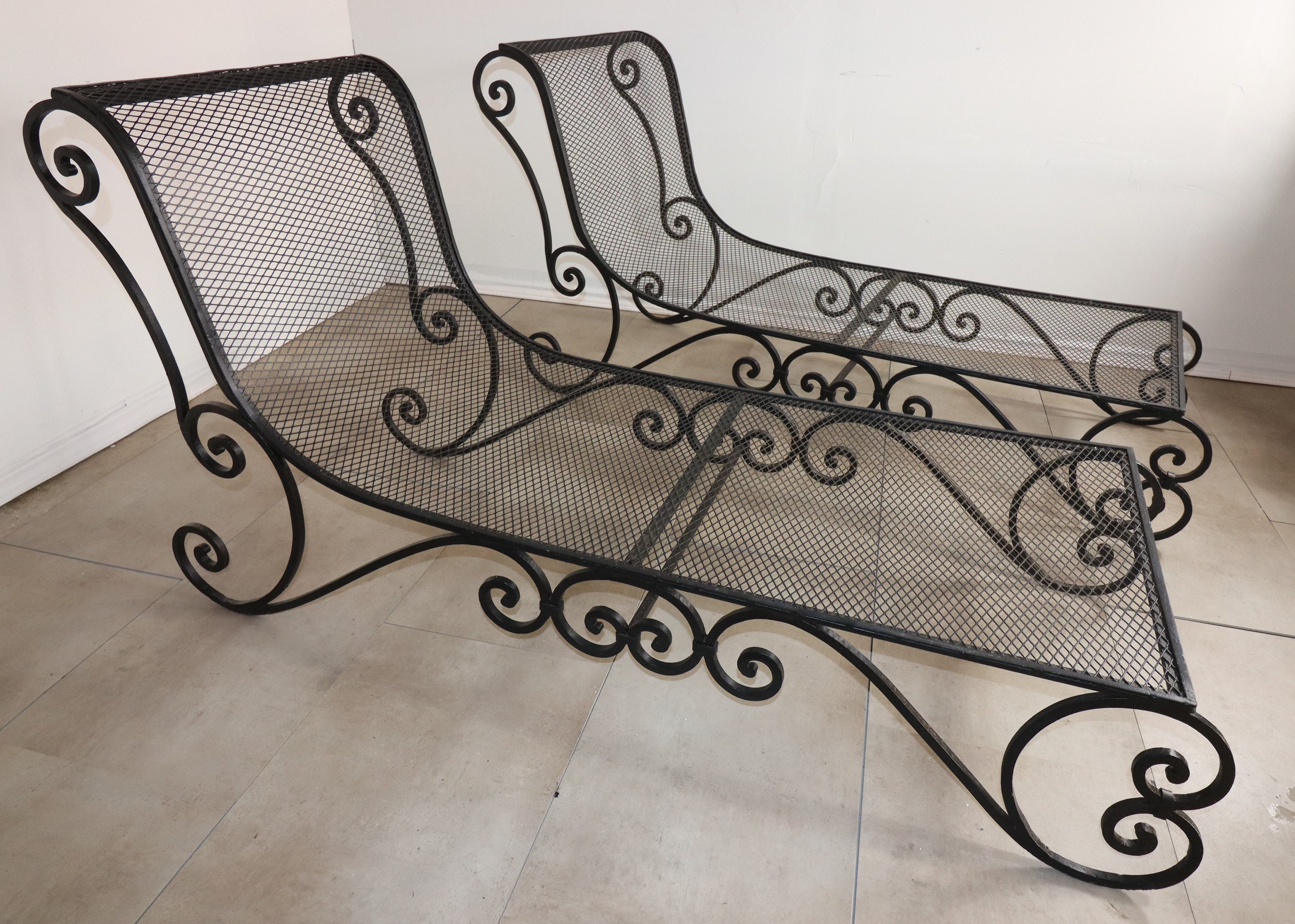 Antique Wrought Iron Chaise Loungers Etsy