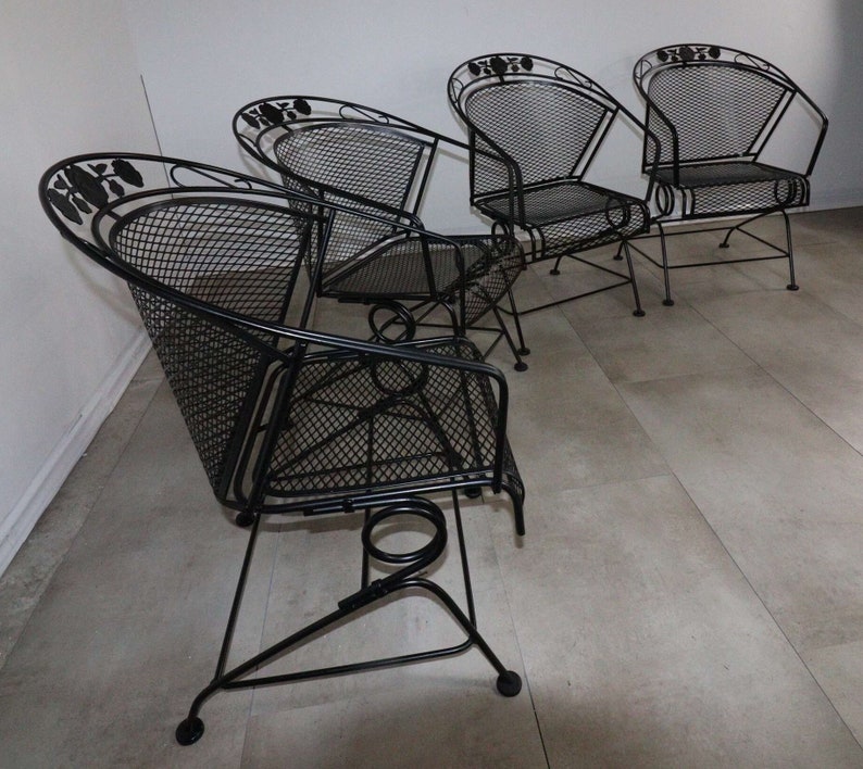 Russell Woodard Wroughtiron Coil Spring Chairs With Free Etsy