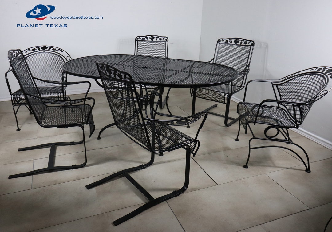 Vintage Wrought Iron Family Patio Set With Rare Sam Blount Etsy