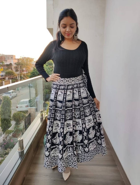 Jaipuri long top skirt with top