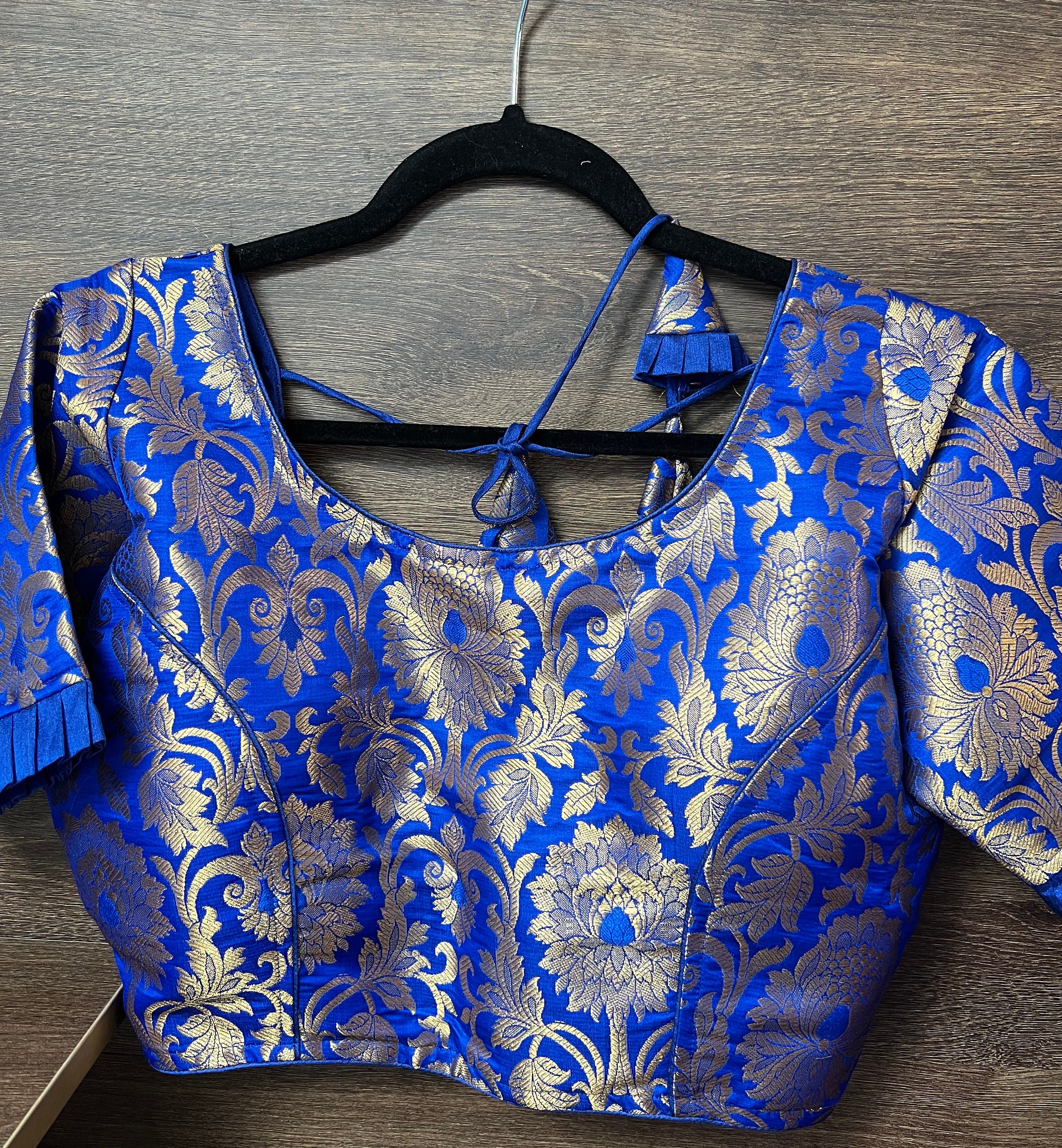 Royal Blue Readymade Blouse Soft Katan Banarasi Fabric Ready to Wear Indian Blouse Perfect for Saree, settu or Lehenga with Cotton Lining