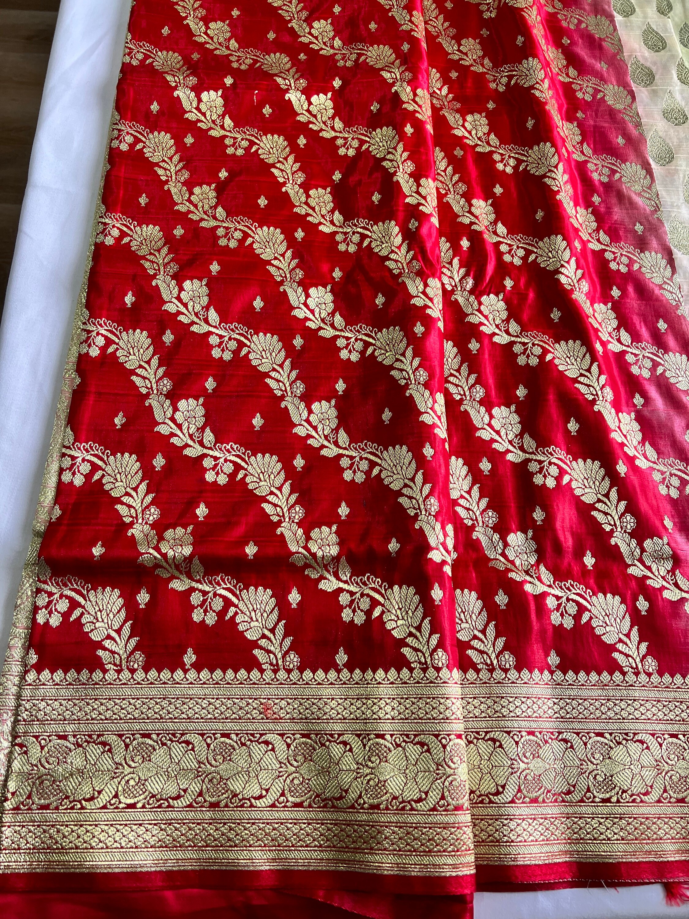 Red katan shop wedding saree