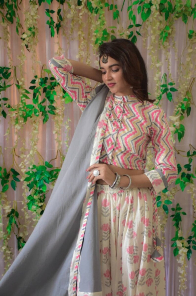 Lehenga Jeans or Saree. Block Print 