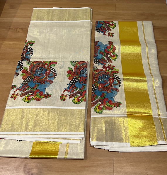 Kerala Tissue Settu Mundu Single Golden 