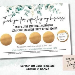 Modello modificabile di biglietto di ringraziamento per il cliente in eucalipto / Offerte personalizzate / Download digitale / Stampa fai da te / Modello modificabile Canva