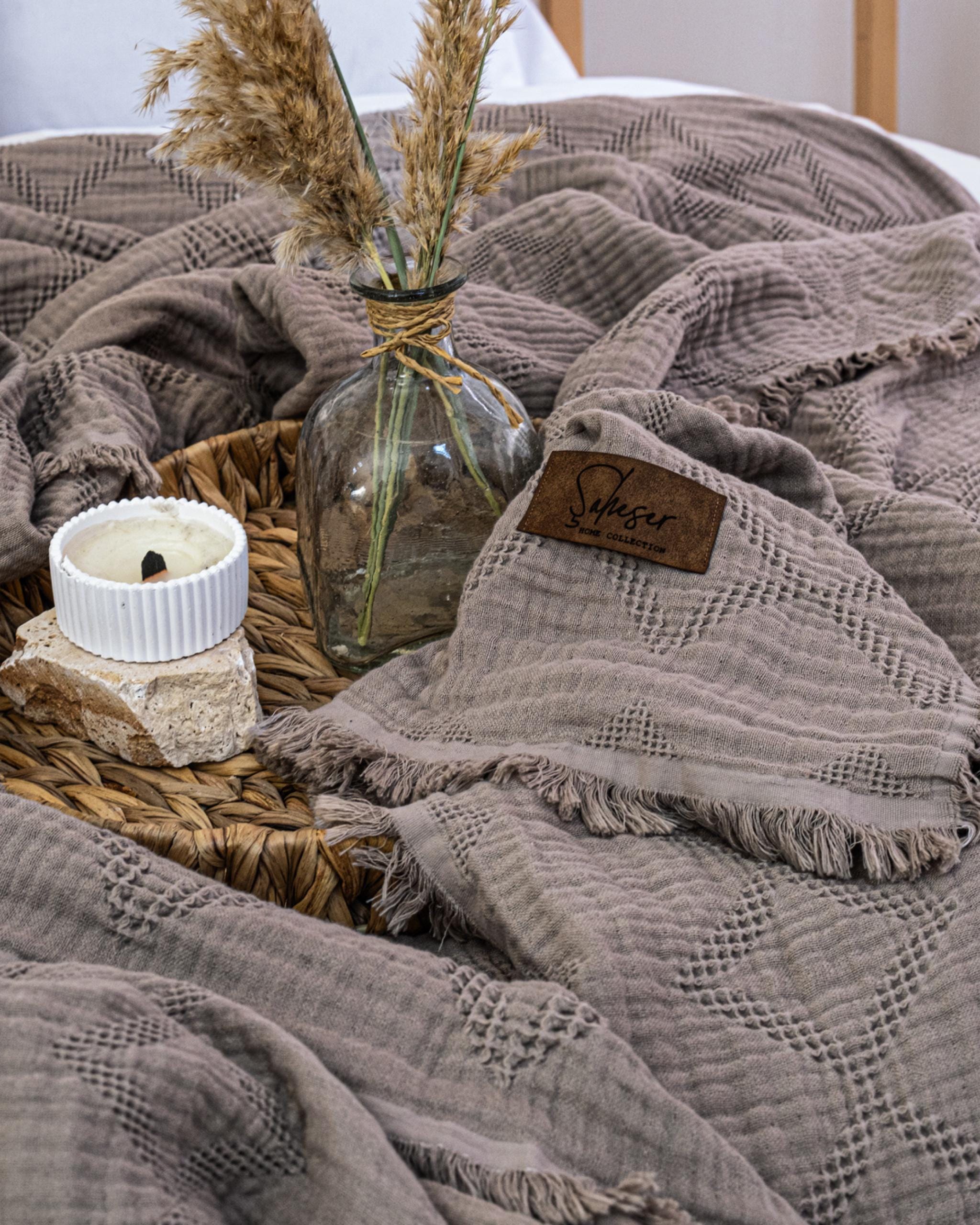 King Size Turkish Cotton Muslin Bedspread: 4-layer Gauze Coverlet - Etsy