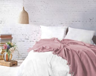 Waffle Cotton Blanket – Queen or King Size Bed Cover, Soft Bed Throw, Lightweight Bedspread