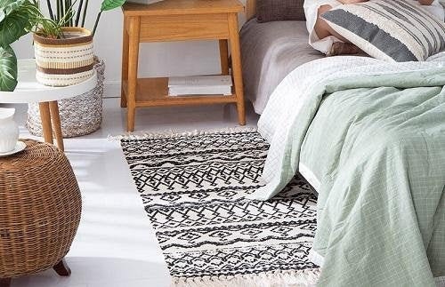 Moroccan Boho Cotton Woven with Tassels Rug