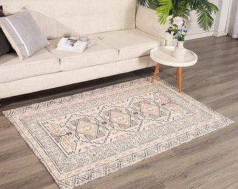 Moroccan Boho Cotton Woven Printed Geometric Rug