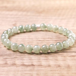 Green Jadeite Bracelet – Translucent Natural Beads with Unique Inclusions, One of a Kind Gemstone Jewelry Gift