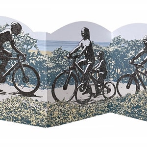 On Yer Bike concertina cut-out greeting card - bicycle, cyclists, cycling, english countryside