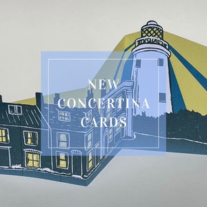 Paquete de 3 tarjetas de felicitación, costa de Suffolk, junto al mar, tarjetas en forma de concertina