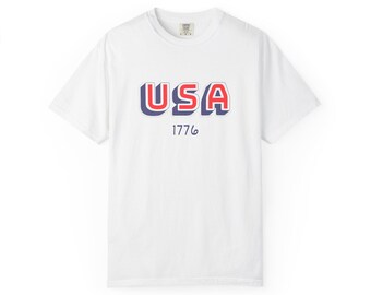 Vintage USA 1776 Comfort Colors T-Shirt, Unisex Graphic Tee, 4th of July Shirt, Patriotic Apparel, Americana Outfit, Casual Fashion