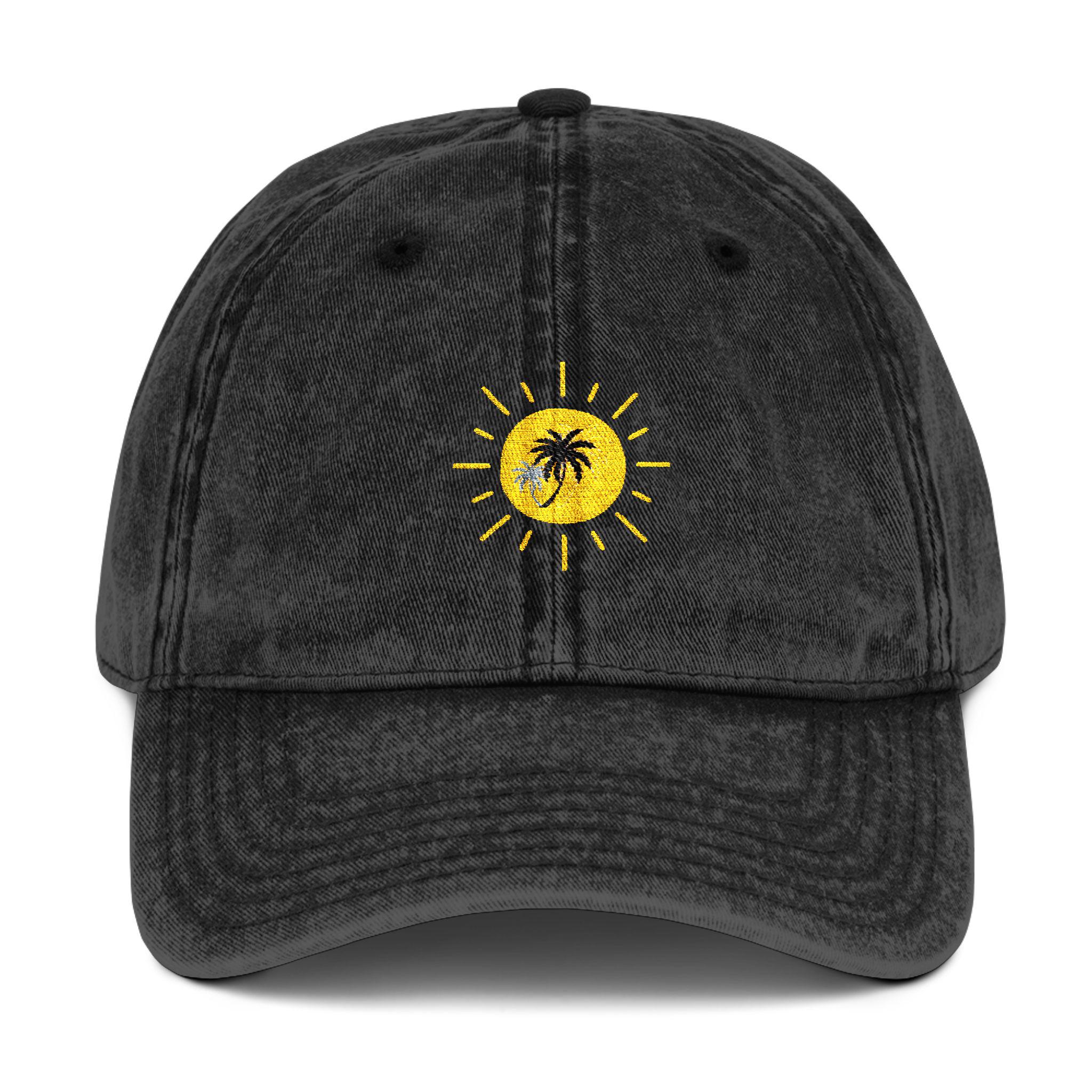 Vintage Embroidered Cap with Sunny Palm Design | Beachwear Accessory, Summer Hat, Casual Cap, Travel Companion, Gift for Him/Her