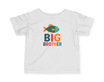 Kids T-Shirt, Big Brother Fish Tee, Toddler Shirt, Sibling Gift, Family Matching Outfit, Children&#39;s Clothing