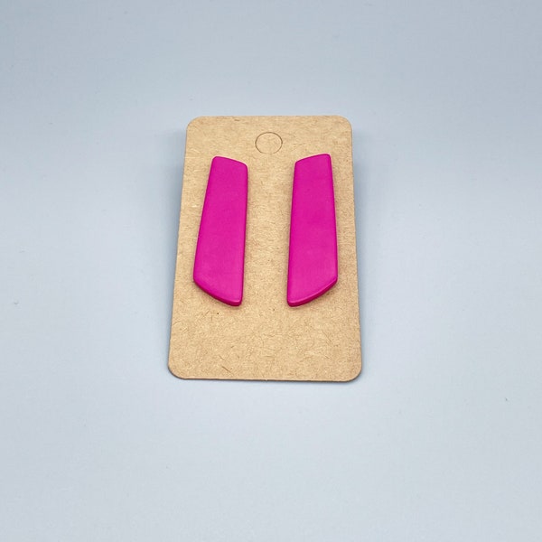 Long Hot Pink Earrings - Large Stud Earrings - Bold Earrings - Hypoallergenic Earrings