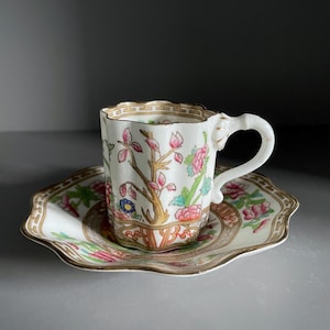 Antique Coalport Indian Tree Demitasse Cup & Saucer - 50ml