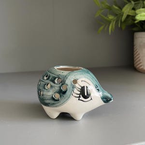 Isle of Man Pottery Hedgehog, Hand Painted Pot Pouri Animal Ornament (9cm)