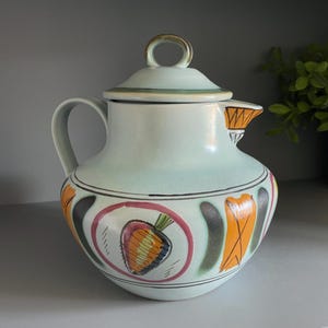 Buchan Stoneware Riviera Teapot, Duck Egg Blue, Orange & Green Vegetables (8")