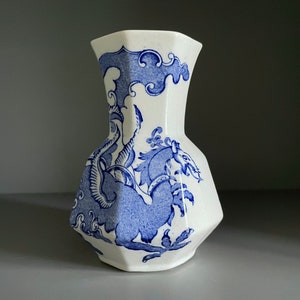 Antique Mason's Ironstone Hydra Vase: Blue Dragon Decor, c19th (5.75")