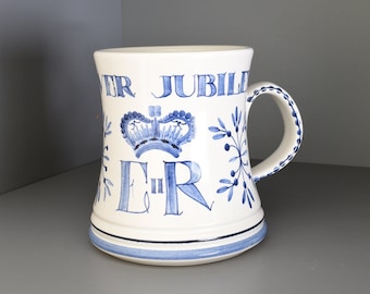 Rare Iden Pottery, Silver Jubilee E II R Tankard, Queen Elizabeth Royal Memorabilia, Vintage 1977