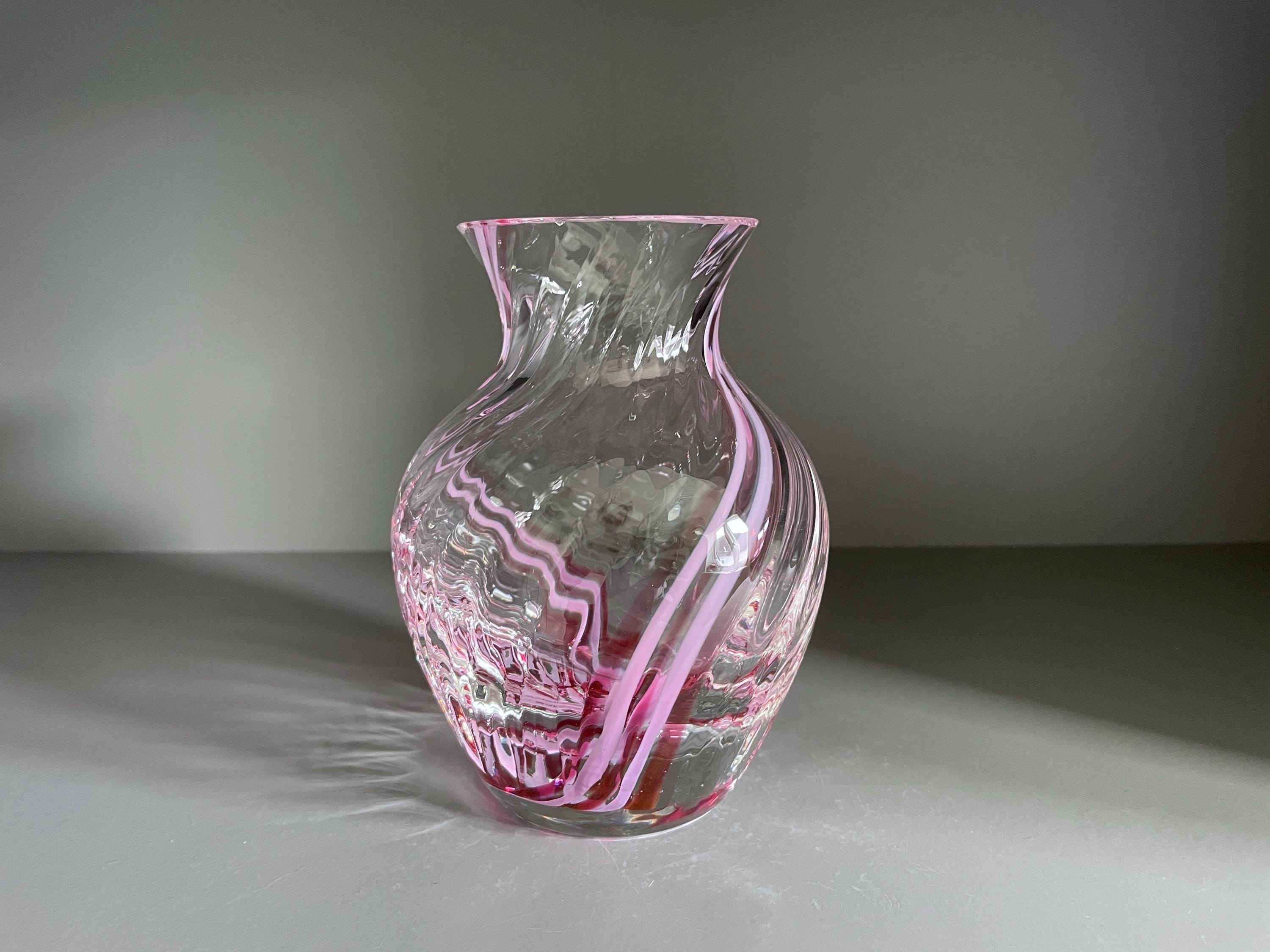 Caithness Art Glass Vase, Flamenco Range, Pink Ribbons (14cm