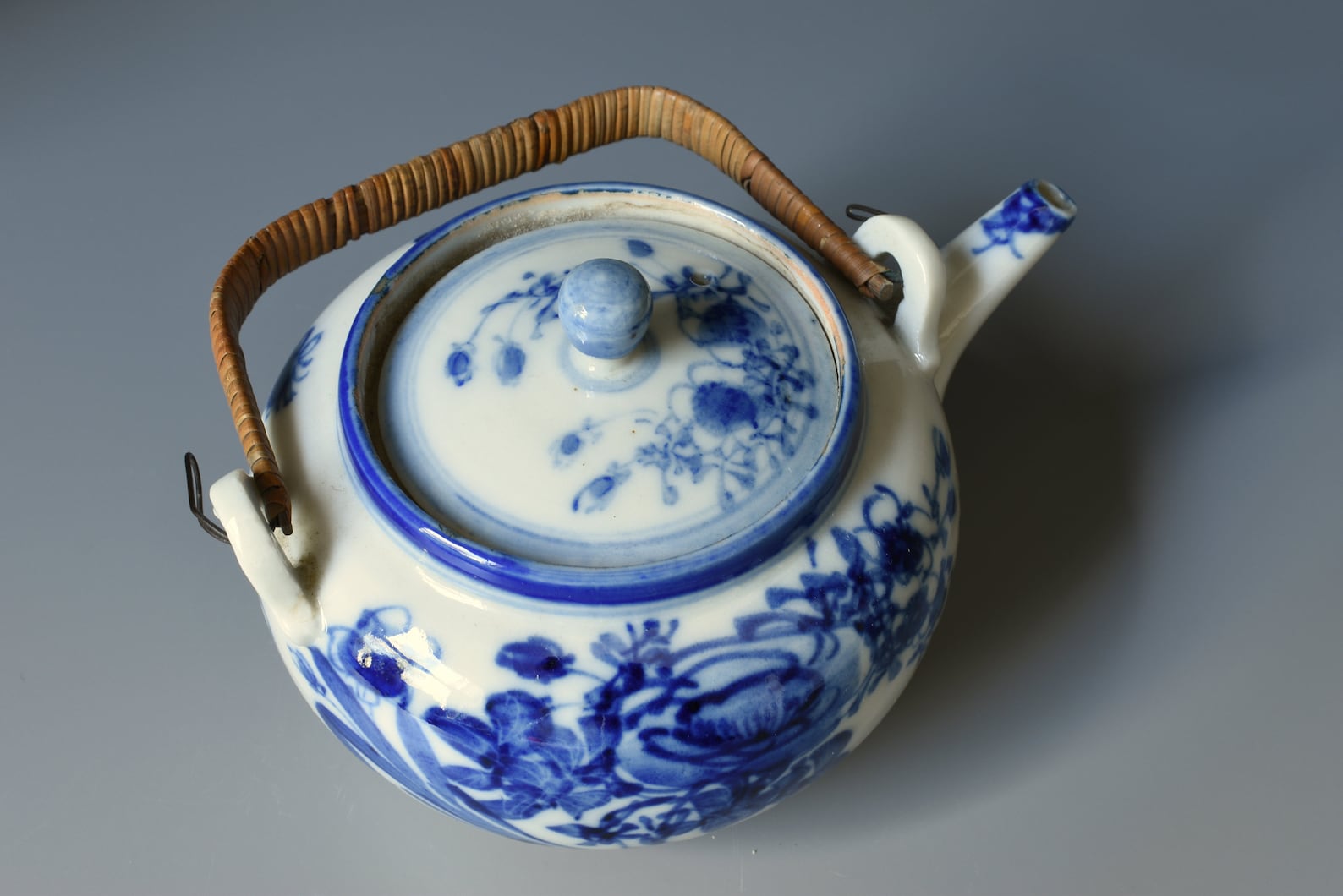 Vintage Japanese Blue & White Porcelain Teapot Hand Painted Etsy