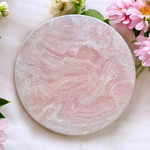 XL Light Pink Geode Lazy Susan, Hand poured food safe Epoxy Resin on acacia wood, Geode Art, Geode Epoxy Resin, Housewarming Gift.