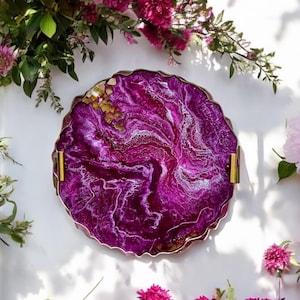Plum epoxy resin Tray, decorative tray, epoxy serving tray, epoxy art, wedding gift, housewarming gift, geode art, vanity tray.