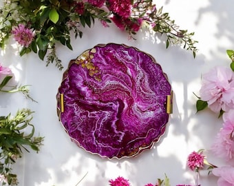 Plum epoxy resin Tray, decorative tray, epoxy serving tray, epoxy art, wedding gift, housewarming gift, geode art, vanity tray.