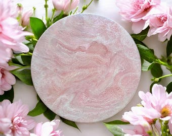 Pink Lazy Susan, Handgegossenes lebensmittelechtes Epoxidharz auf Bambus, Geode Art, Geode Epoxidharz, Housewarming Geschenk, Funktionale Kunst.