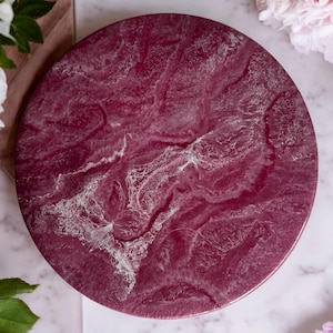 Pink Lazy Susan, Hand poured food safe Epoxy Resin on Bamboo, Geode Art, Geode Epoxy Resin, Housewarming Gift, Functional Art.