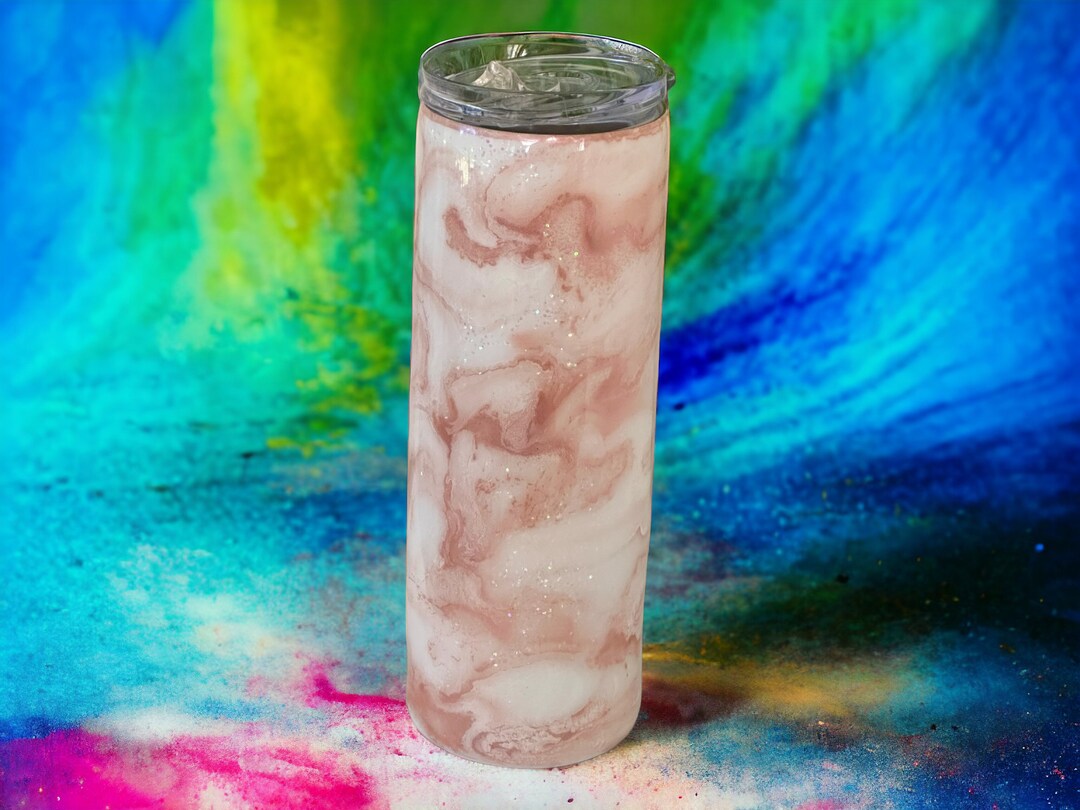 Rose Blush Skinny Tumbler 20 Oz Stainless Steel With Epoxy Resin and