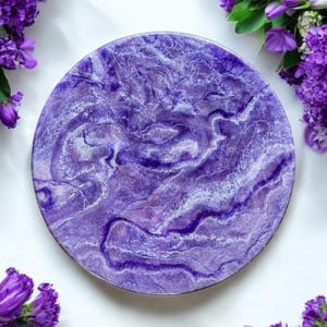 Purple Lazy Susan, Hand poured food safe Epoxy Resin on Bamboo, Geode Art, Geode Epoxy Resin, Housewarming Gift.