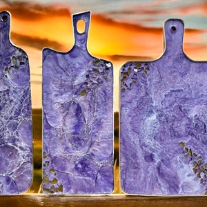Paars geode kaasplankje epoxyhars, handgemaakte charcuteriedisplay, 3 maten
