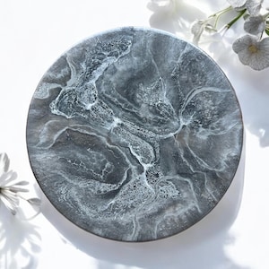 Silver Lazy Susan, Hand poured food safe Epoxy Resin on Bamboo, Geode Art, Geode Epoxy Resin, Housewarming Gift, Functional Art.