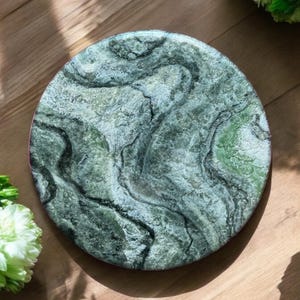 Green Lazy Susan, Hand poured food safe Epoxy Resin on Bamboo, Geode Art, Geode Epoxy Resin, Housewarming Gift, Functional Art.
