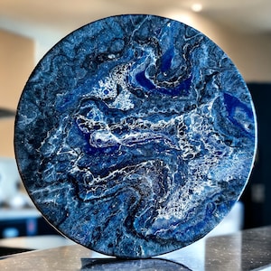 XL Blue Geode Lazy Susan, Hand poured food safe Epoxy Resin, Geode Art, Geode Epoxy Resin, Housewarming Gift.