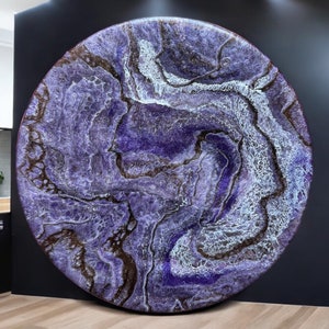 Purple and Brown Geode Lazy Susan, Hand poured food safe Epoxy Resin on Bamboo, Geode Art, Geode Epoxy Resin, Housewarming Gift, resin art.